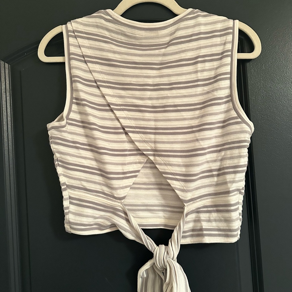 Club Monaco Gray and White Striped Top - Picture 3 of 3
